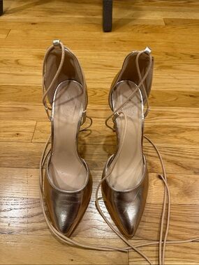 Charlotte Russe Women’s Rose gold Pointed-Toe Lace-Up Heels - Rose Gold